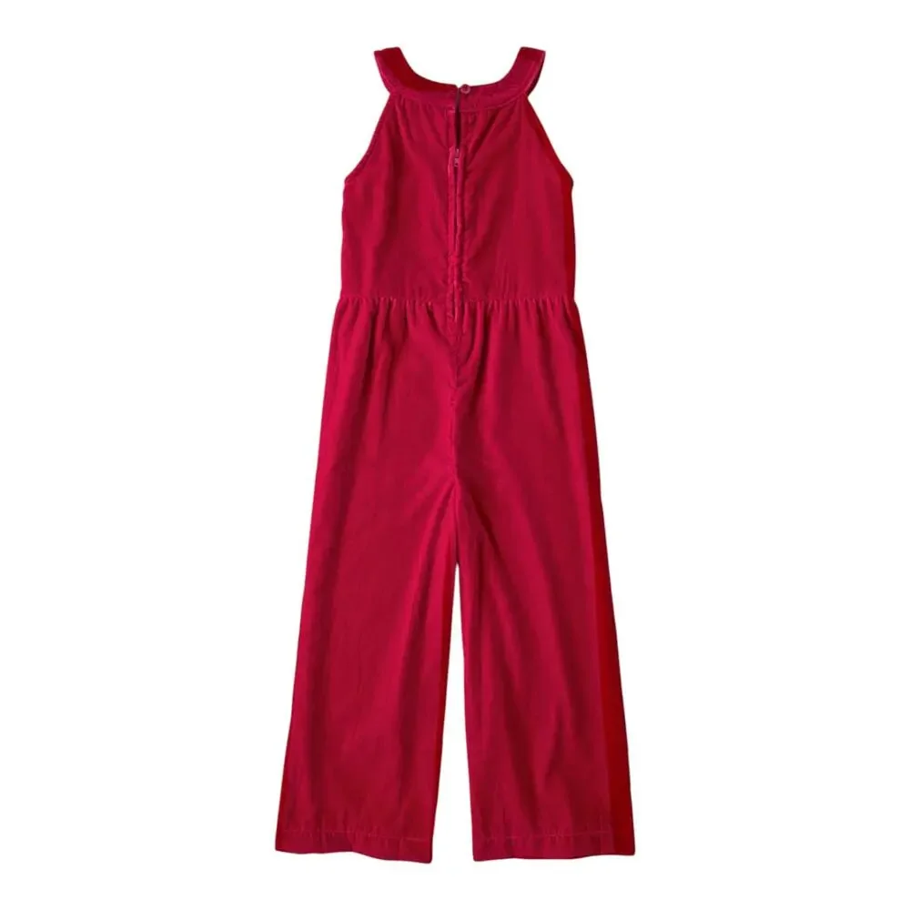 Gymboree Red Velvet Jumpsuit Girls 10 Holiday Christmas Red Velvet Bow Collar